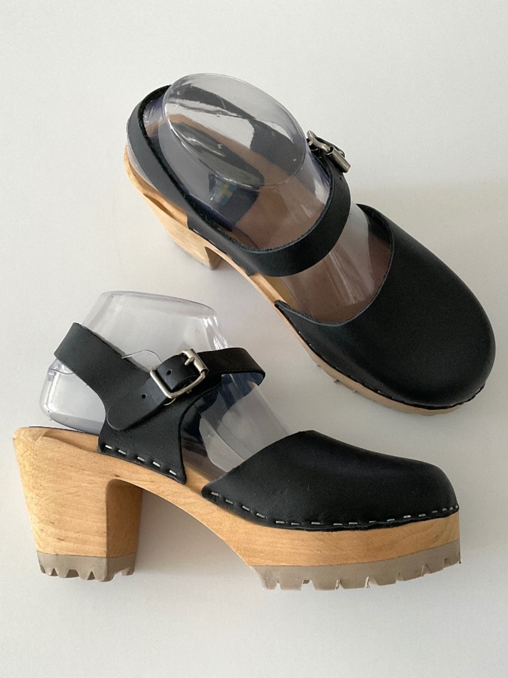 MIA Abba Platform Clog in Black Leather Size EU 39